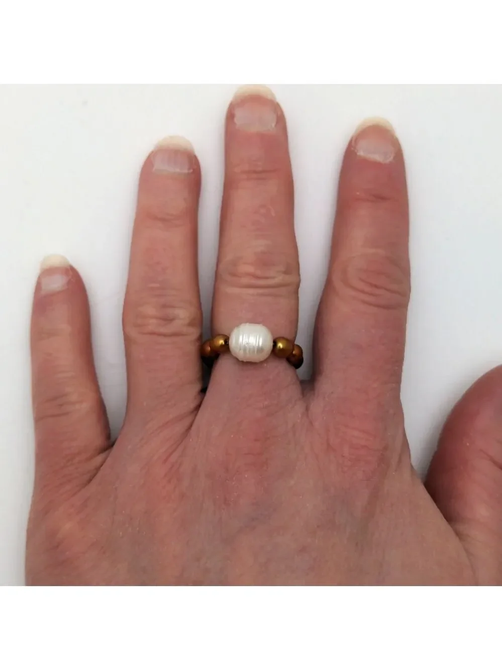 Handmade Baroque Pearl Gold Ring